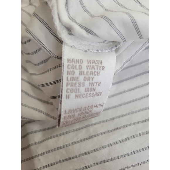 Vtg Jones New York Button Up Shirt White Gray Striped Long Sleeve Women's Size 8 - Picture 9 of 10